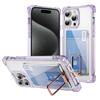 Shockproof Acrylic Card Slot Holder Clear Phone Case for iPhone 15 14 13 12 11 Pro Max 15Plus 14Plus Metal Kicstand Bumper Cover