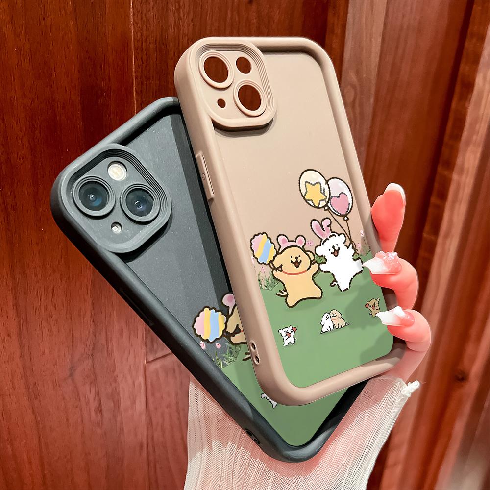 Для Huawei P50 Pro P40 Lite Honor 8X 9X X9 Tecno Spark Go Infinix Smart 8 Vivo V29 V30 Y02 Y16 мягкий силиконовый квадратный чехол для телефона с изображением мультяшных собак и воздушных шаров