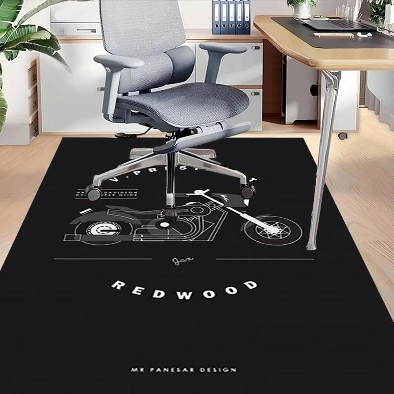 1pc Motorcycle Redwood Home Office, Durable Polyester Floor Mat with Easy, Office Decor, Urban Style, Nonslip Backing