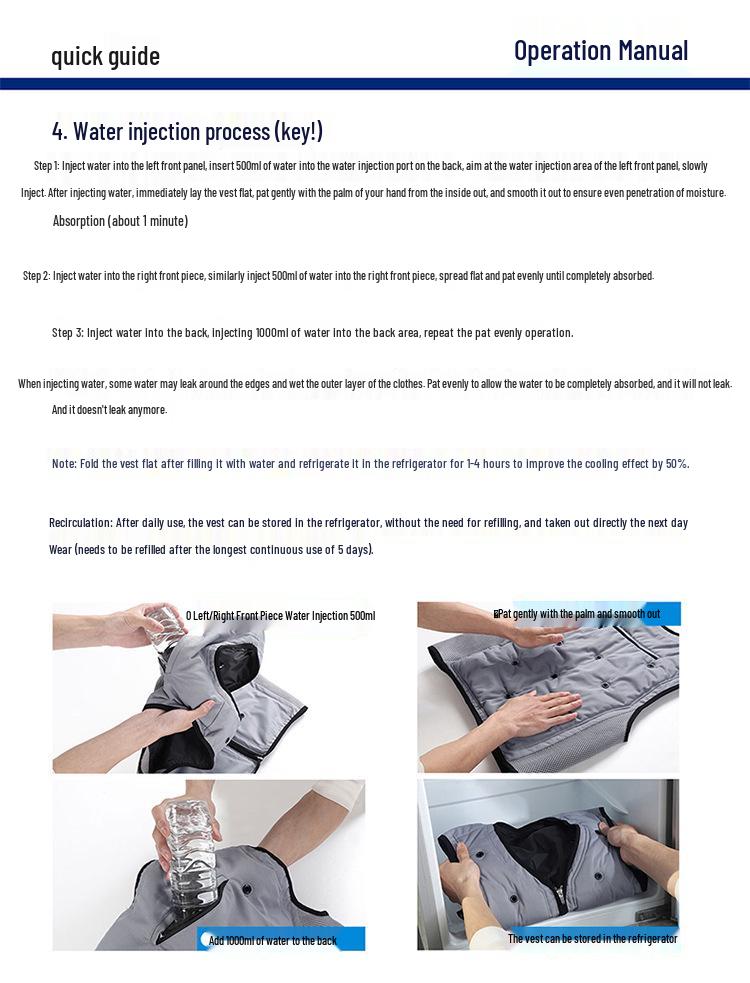 Летний охлаждающий жилет для предотвращения теплового удара на открытом воздухе: Водяное охлаждение, испарительное охлаждение для езды или строительства