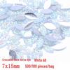 White AB Alligator Back Marquis Resin Rhinestones (Holeless, 7x15mm, 500/100pcs) for DIY Nail Art and Navel Stickers