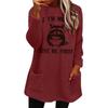 Autumn/Winter Women's European & American Printed Casual Loose Round Neck Long Sleeve Plush Hoodie with Pockets