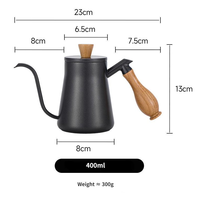 Ручной кофейник, утварь, нержавеющая сталь 304, небольшой чайник с длинным горлышком, ручка из цельного дерева, устойчивая к ожогам, с функцией впрыска воды