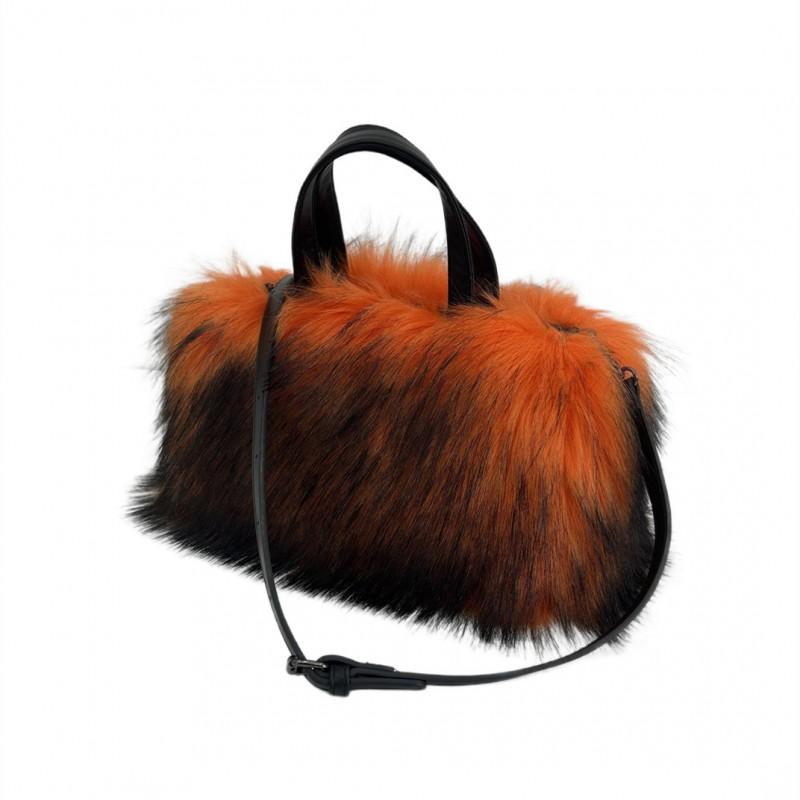 Womens Plush Tote Bag Faux Raccoon Fur Crossbody Handbag Pillow Shape Y2K Sweet Cool Style