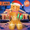 8FT Christmas Inflatable Gingerbread Man Toy With Gift Pack LED Light Used For Indoor Outdoor Courtyard Lawn Garden Decoration