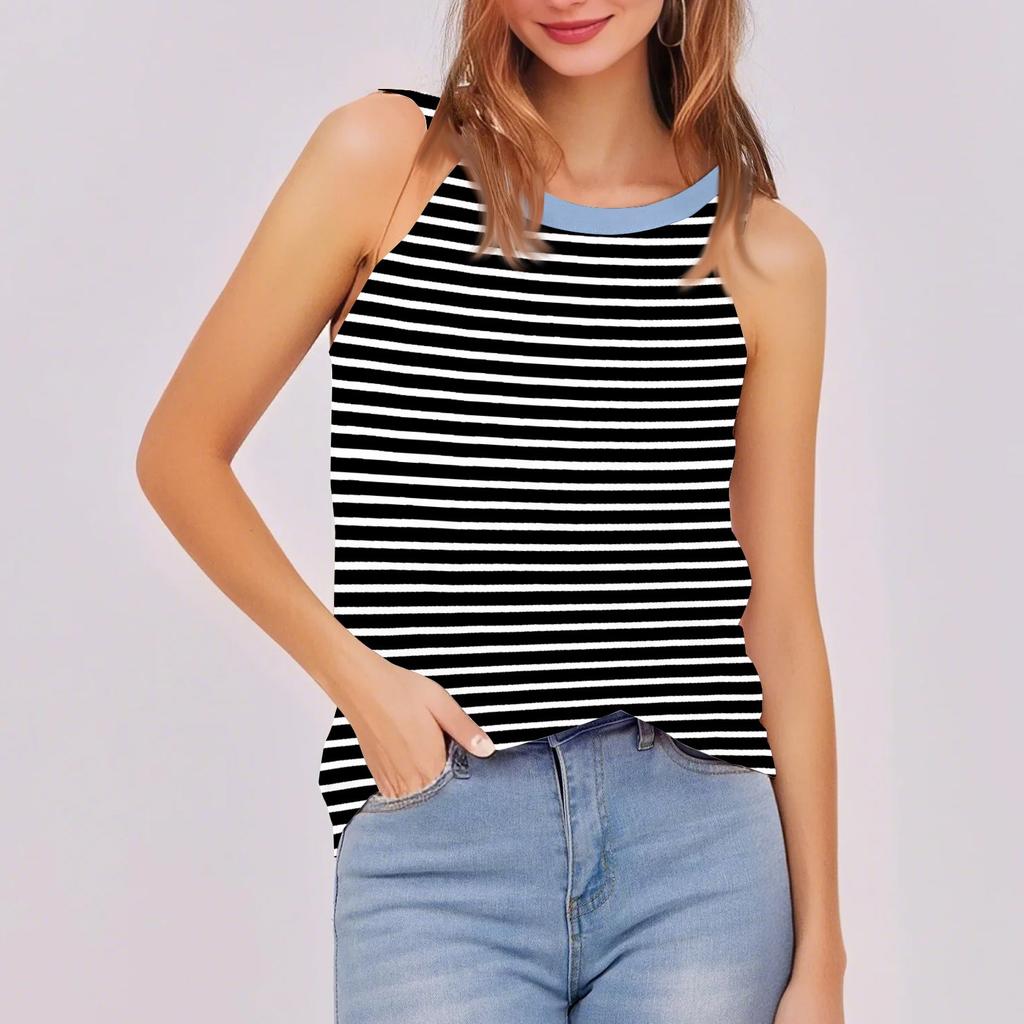 Женский повседневный удобный регулируемый сексуальный с открытой спиной модный полосатый топ-жилет