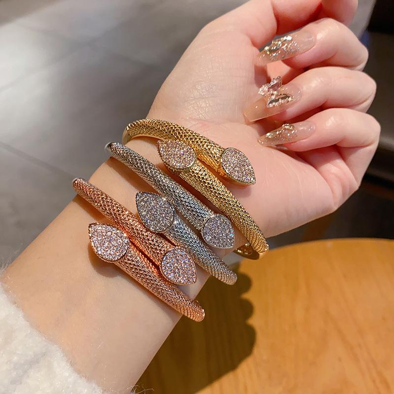 Изысканный медный браслет с цирконами высокого класса, открытый, полностью покрытый цирконием, модный брендовый мужской и женский браслет