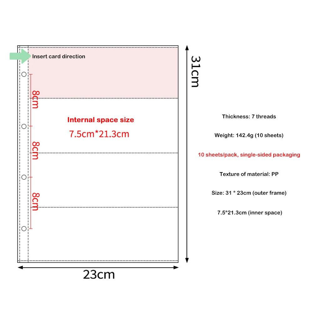 10PCS Transparent A4 Kpop Photocard Binder Multiple Pockets Photo Album Card