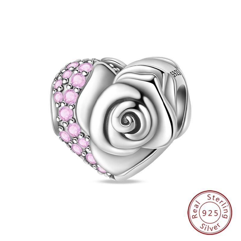 Настоящая медь Розовая серия Шармы-бусины в форме сердца Подходят для оригинальных браслетов Qikaola Сделай сам Украшения на День матери Подарок для мамы