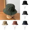 Unisex Summer Bucklet Hat Waterproof Dome Top Lace-up Windproof Strap Sun Protection Anti-UV Vacation Solid Color Outdoor Fishing Camping Cap