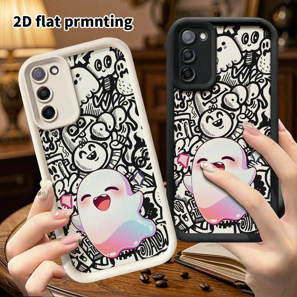 Phone Case: 2D Flat Samsung Galaxy A34 A35 M05 M06 S20 S22 S21 FE Plus 5G Protective Case, Gradient Little Ghost, Christmas and Halloween Gift