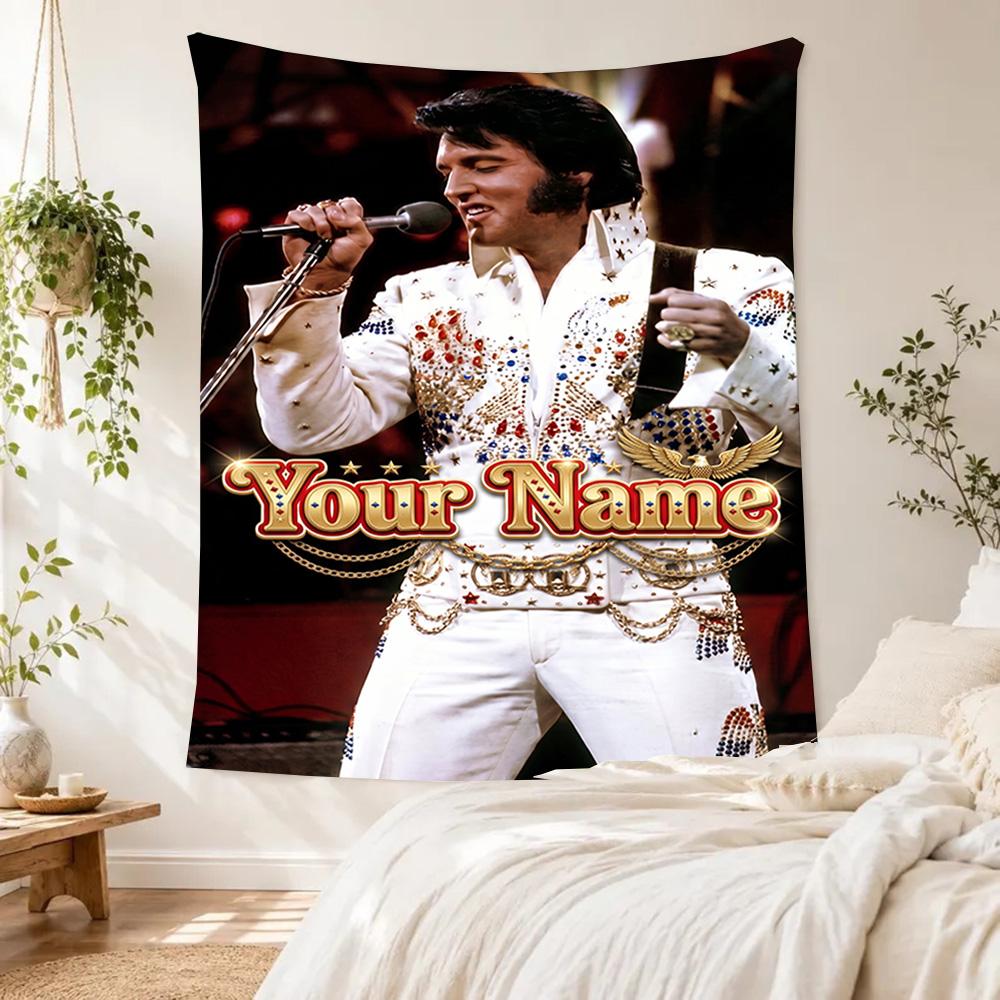 Elvis Presley Custom Tapestry Wall Tapestry Smooth Polyester Great for Camping All-Season Use Great Gift for Dorm Room Lovers