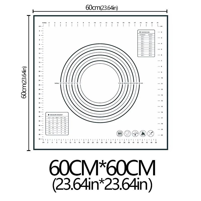 Силиконовый коврик для выпечки большого размера 80/70/60/30 см, коврик для раскатки и замешивания теста, кондитерские инструменты, для блинов, пиццы, теста, антипригарный кухонный силиконовый коврик