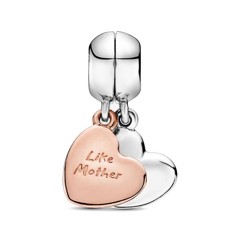 Серия Rose Gold Подвески-бусины в форме сердца Цветок Зажим Медь Подходит для Европейских Оригинальных Браслетов Сделай сам Элегантные Украшения