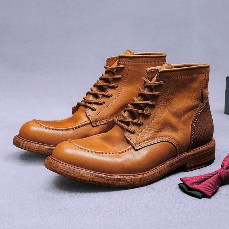 Кожаные туфли Goodyear с большой головкой, мужская обувь ручной работы, мужские ботинки из коровьей кожи, вымытая кожа