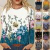 Женская мода, повседневная блузка с длинным рукавом и круглым вырезом, пуловер с принтом