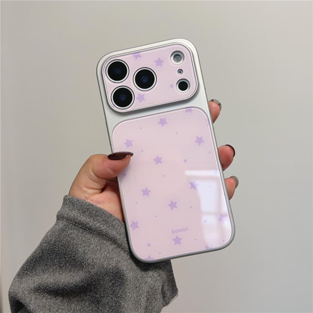 Светло-фиолетовый чехол со звездами для iPhone 17Pro - Ударопрочный, стильный корейский дизайн для iPhone 14/15/16PM/17Pro