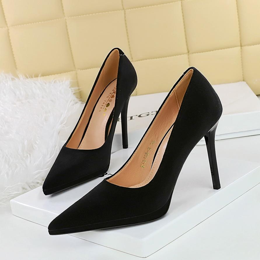 Туфли на сверхвысоком каблуке, водонепроницаемая женская платформа, тонкий каблук, неглубокий вырез, острый носок, утолщенная замша Xishi Single Shoes