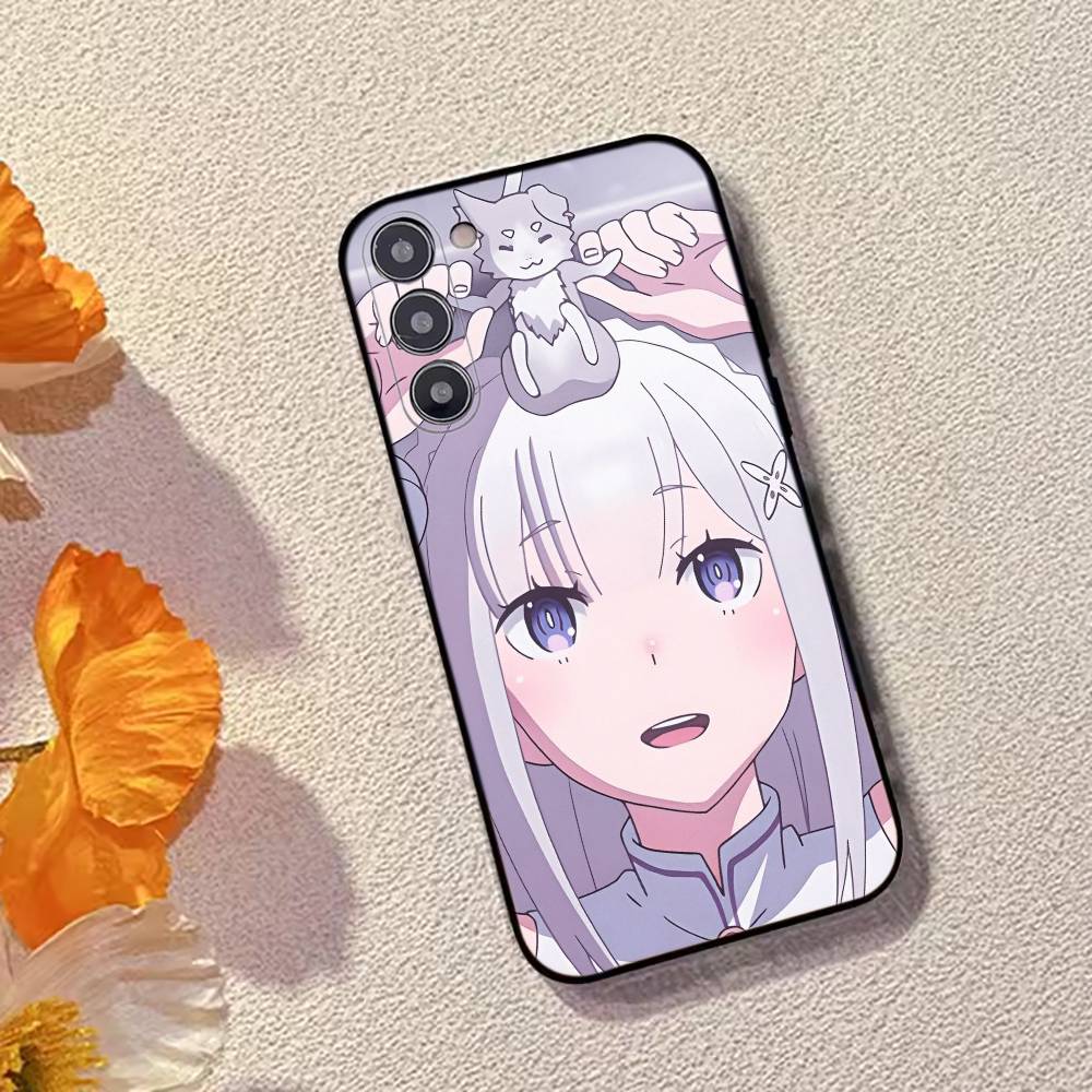 Аниме Милая Девочка RE:Чехол для телефона Zero Emilia для Samsung Galaxy A73, A72, A71, A70, A53, A52, A51, Мягкий силиконовый черный чехол
