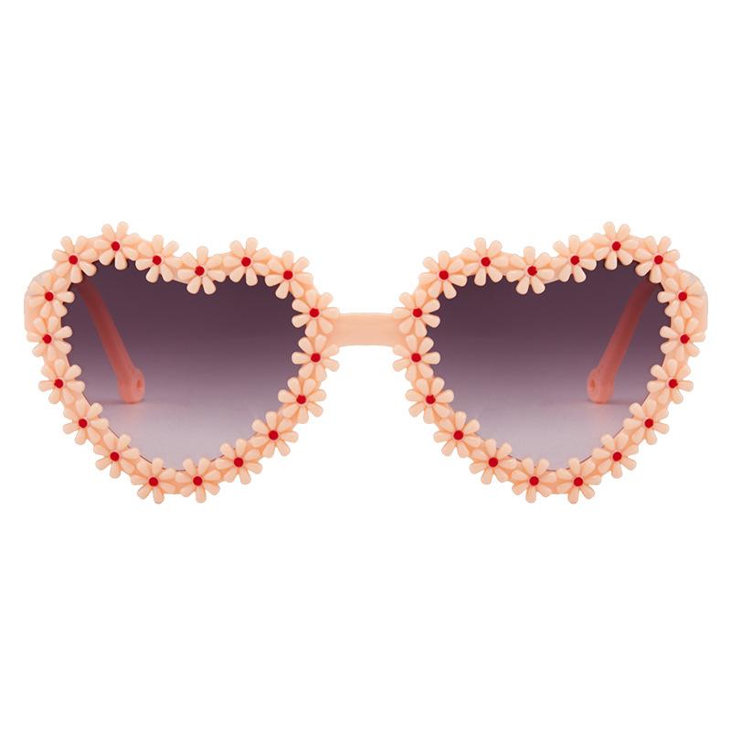 Cute Heart Flower Sunglasses for Kids Girls Boys, New Fashion Love Frame Sun Glasses UV400 Protection Shades Gift for Children