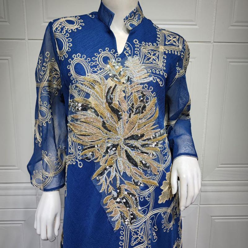 Мусульманское женское платье с вышивкой пайетками, халат, абайя