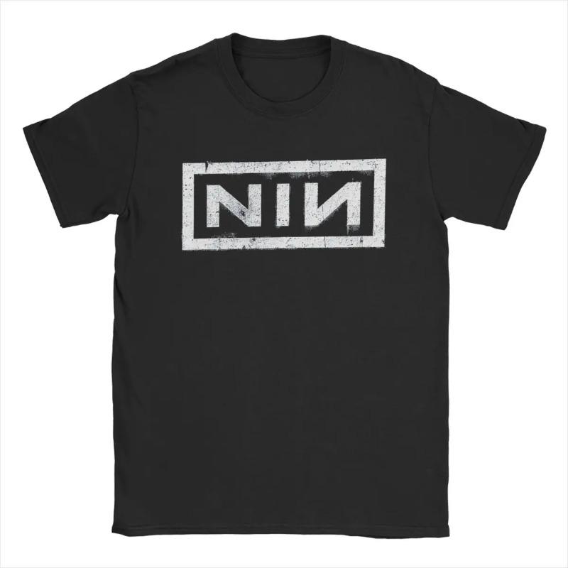 NIN Retro Logo T Shirts Daily Harajuku Streetwear Cotton Funny Short Sleeve Vintage Leisure Men Women Amusing Summer Unisex Tops