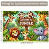 One jungle Safari animal background banner - Durable polyester photography background washable and easy to hang.