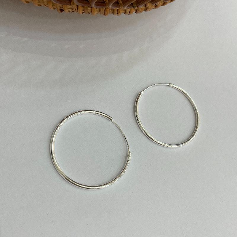 S925 Sterling Silver Thick Large Hoop Earrings for Women, Elegant Design, New Arrival
