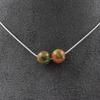Stones and Minerals. Necklace 2 Beads Unakite 8 Mm Stainless Steel Chain Necklace Women, Men. Customizable Size.