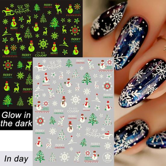 1 Sheet Nail Sticker Christmas Theme Design Long-Lasting Eco-Friendly Snowflakes Nail Polish Stickers