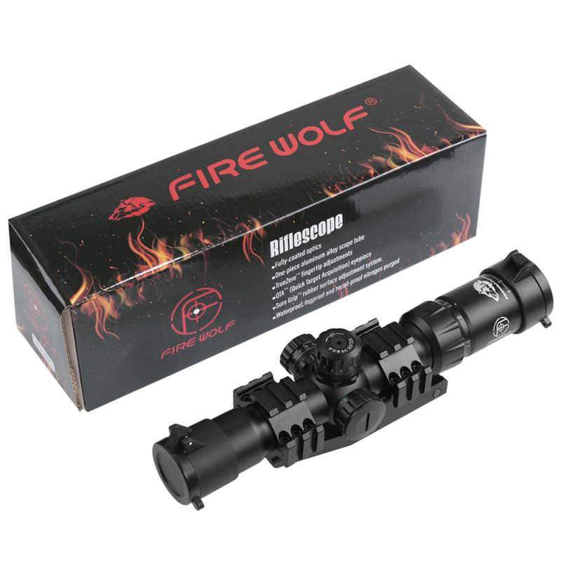 FIRE WOLF 1.5-4X30 Jacht Tactische Optische Scope Met Rood Groen Lichtgevend Kruis Torentje Locking Scope Range Scope