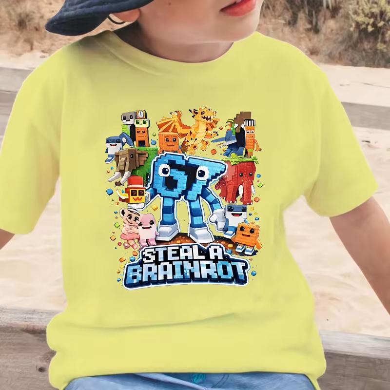 Steal A Brainrot 67 Six Seven Graphic T-Shirt Funny Casual Short Sleeve Round Neck Tops Summer Comfortable Children's T-Shirt