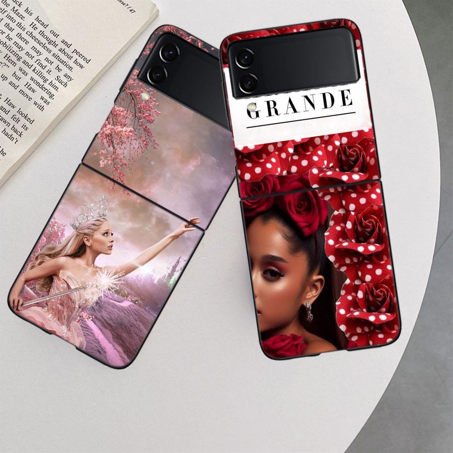 Чехол Ariana Grande для Samsung Z Flip 6 5G Galaxy Z Flip 5 4 3 5G Черный Жесткий Чехол для Мобильного Телефона Роскошный PC Корпус Coque