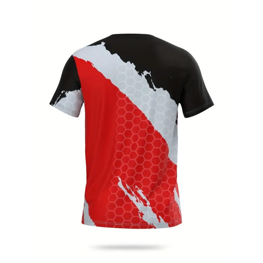 Мужские крутые футболки контрастного цвета с 3D-принтом для тай-дай, эластичный полиэстер, спортивная одежда, топы с коротким рукавом, летняя одежда