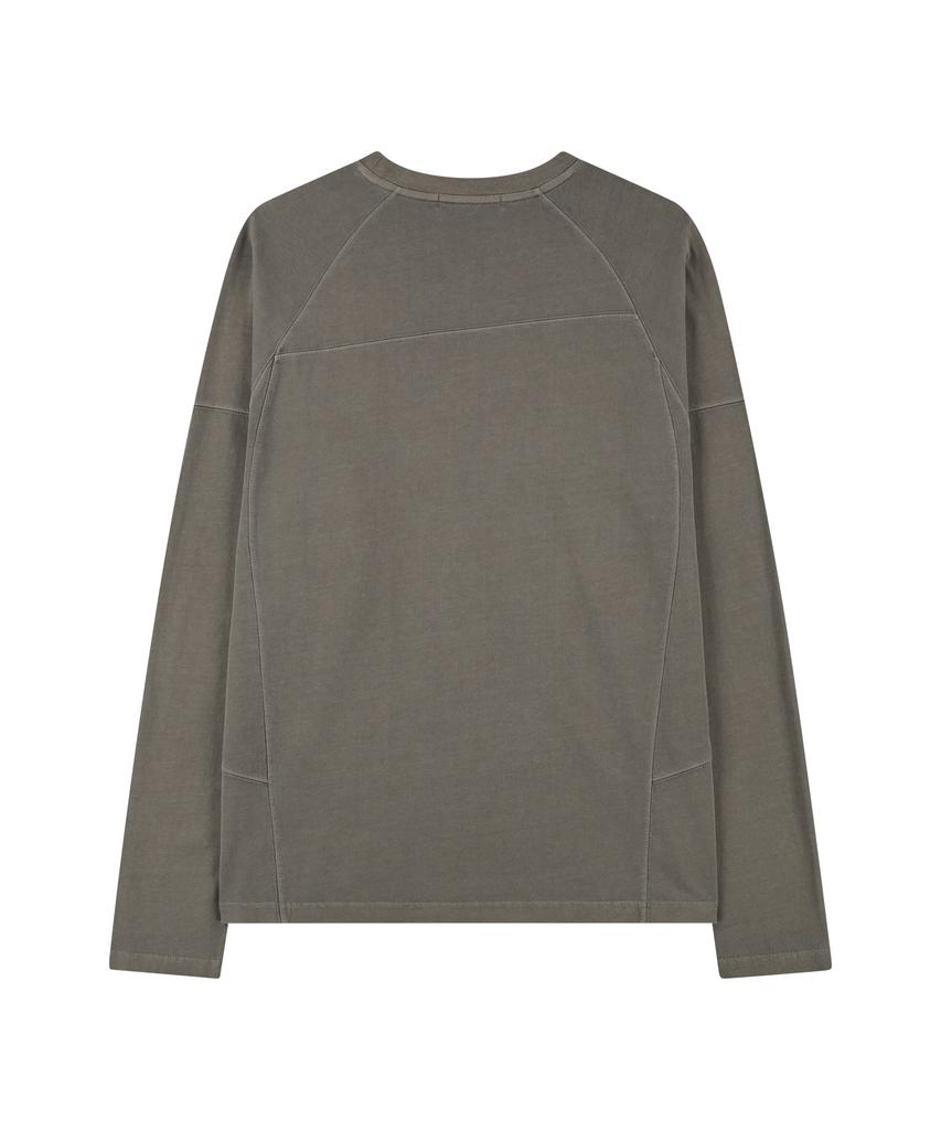 NODE LABS Разработка:7 Фирменная футболка с длинным рукавом, окрашенная методом garment-dye, Коричневая