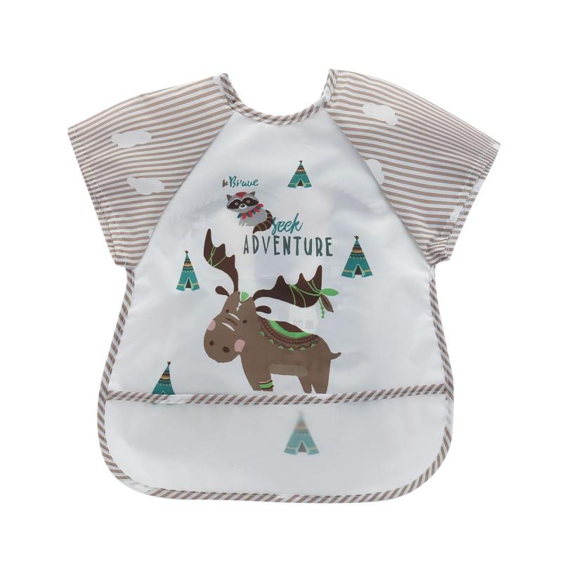 Унисекс для малышей, непромокаемый нагрудник с короткими рукавами, одежда для отрыжки, детский халат с героями мультфильмов, аксессуары для кормления