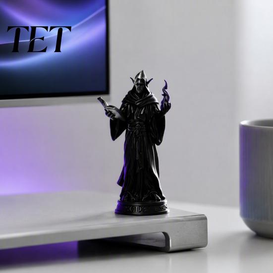 Изящная Магическая Книга Скульптура 3D Печатная Фигурка Эльфа Волшебника, Темный Готический Настольный Декор Украшение, Фэнтези Арт Статуэтка для Полки Столешницы