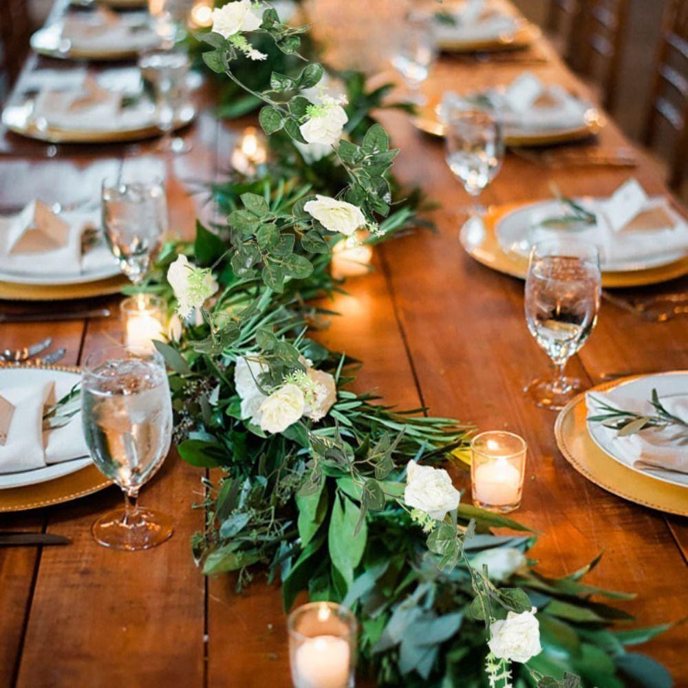 White Flower Living Room Home Decoration Rose Leaves Hanging Vine Fake Plants Rose Vine Garland