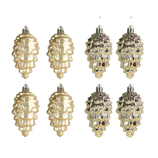 8 шт., подвески из сосновой шишки с ремешком, сверкающие яркие цвета, небьющиеся украшения для рождественской елки, реквизит для фотографий