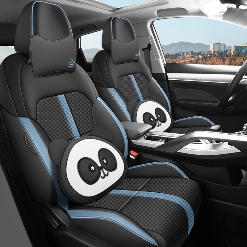 Bin Yue 5-Seater Perforated Leather Car Seat Cushion - All-Season Universal Fit