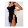 Women's Ring Slit Black Stylish Mini Fancy Dress