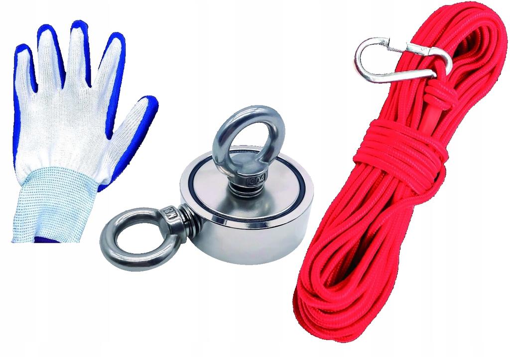 Neodymium Magnet Magnetic Holder 140Kg For Search + Rope + Gloves