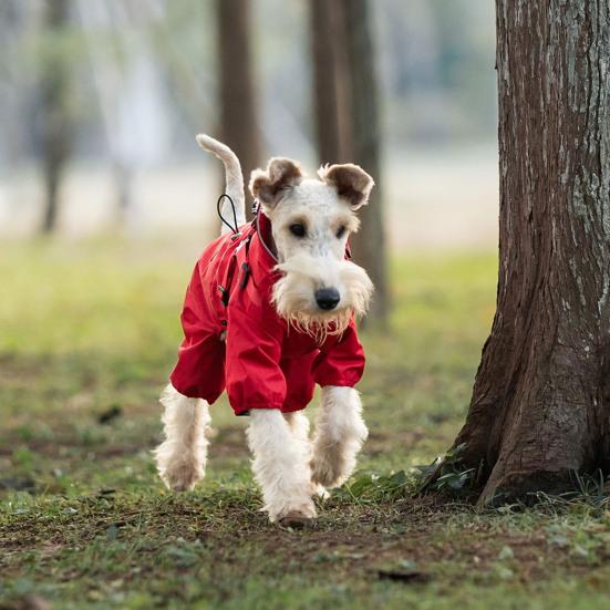 Dog Raincoat with Harness for Small Medium Dogs Adjustable Dog Rain Jacket Waterproof Puppy 4 Legs Raincoat with Reflective Strip