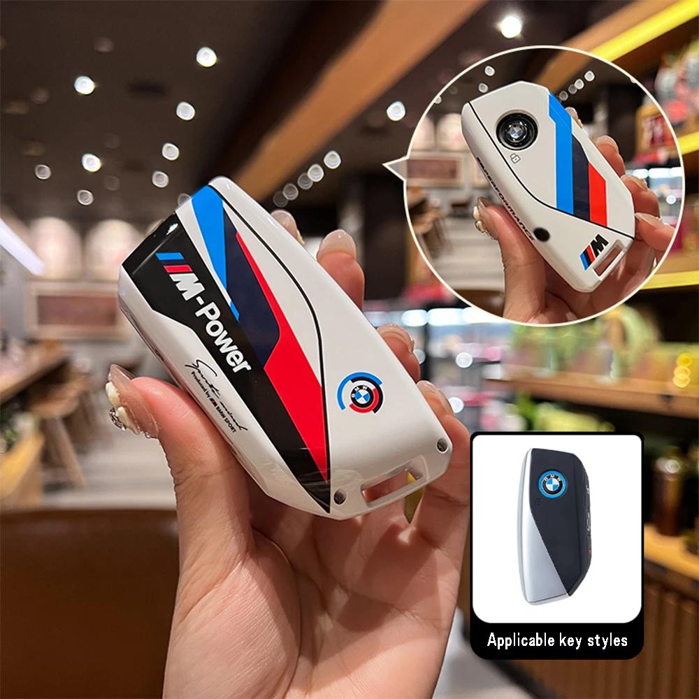 ABS Racing stickers Car Remote Key Case Cover For BMW M G07 X7 LCI U11 X1 G70 7 Series G09 XM F98 X4M LCI G18 X5 G81 M3 I20 IX ZFMNR1