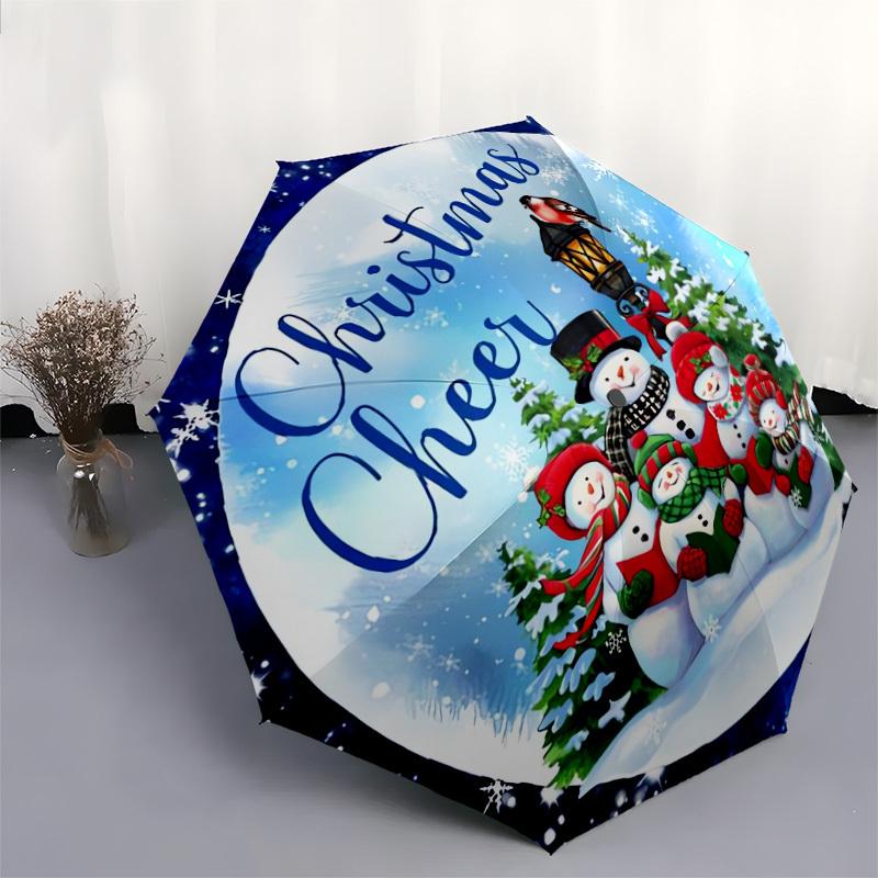 1pc Christmas Cheer Snowmen Singing Umbrella with Plastic Handle,Suitable for All Seasons Home Travel Outdoor UmbrellaDD222