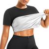 Sauna Shirt for Women Short Sleeve Sweat Suit Compression Shirts Sauna Workout Tank Top Body Shaper Slimming Underwear FItness Shapewear Sweatshirt