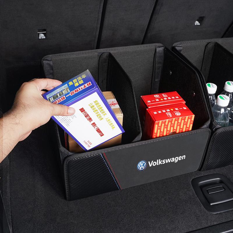 Car Trunk Organizer Box Large Storage Case Suede Bag For VW Golf Polo Tiguan Touran Jetta Passat CC T5 GTI Scirocco Arteon Caddy zf3