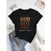 Графичная футболка с принтом и спущенным плечом GOD GOT ME Мой Мир Моя Радость Графические Футболки Топы