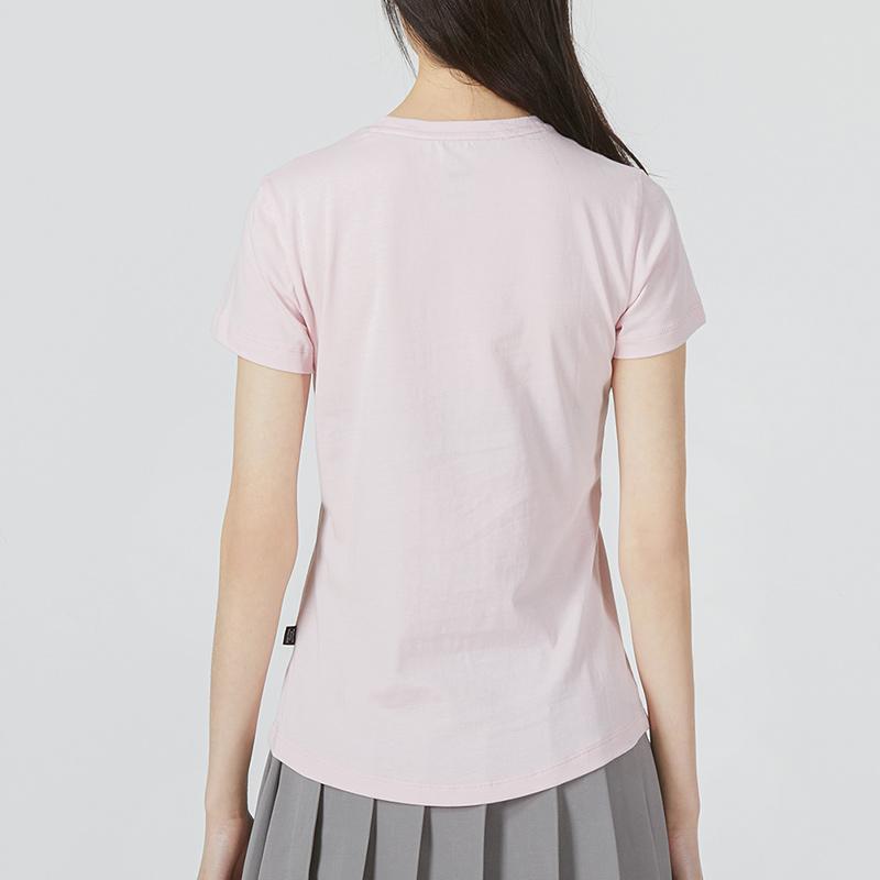 Puma Large Logo Print Sports Casual Round Neck Short Sleeve T-Shirt Women Tops Pink 673075-16