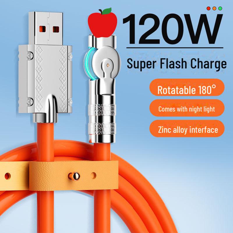 6A вращающийся локтевой сверхбыстрый зарядный кабель Type-C для телефонов vivo, Huawei, Apple, OPPO